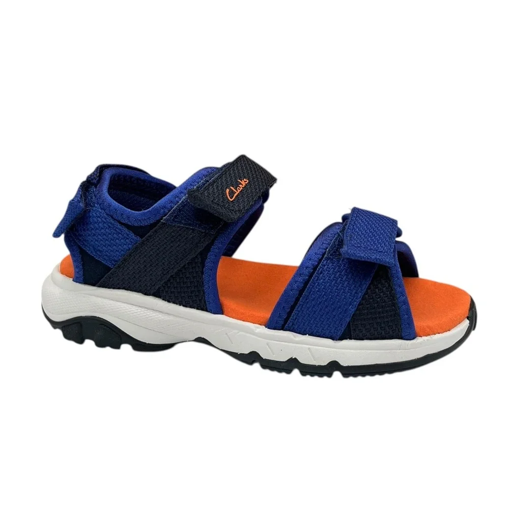 Clarks‎ Toddler Boys Open Toe Adjustable Sandals Size 10 Blue-Black Lightweight